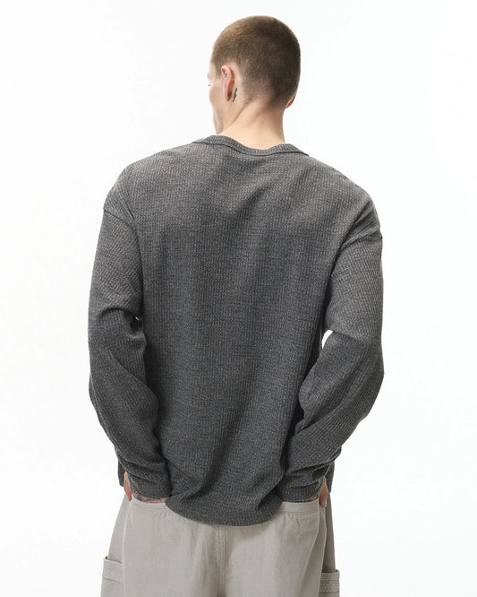 V-neck Long Sleeve Waffle Tees | LCDEGO Streetwear