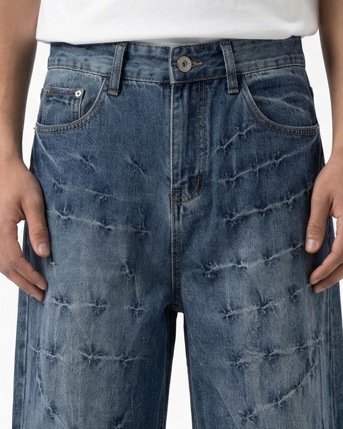 Barbed Distressed Baggy Jeans | LCDEGO Streetwear