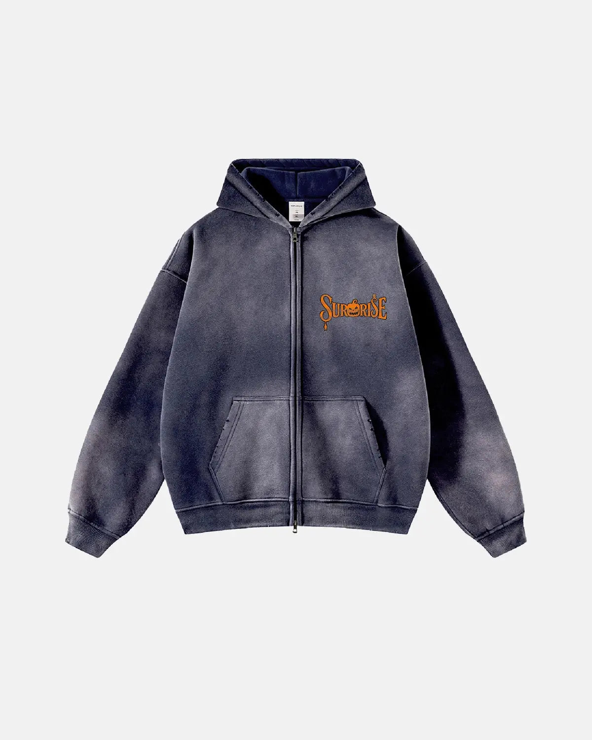 Pumpkin Graphic Stone Wash Zip Up Hoodies | LCDEGO Streetwear