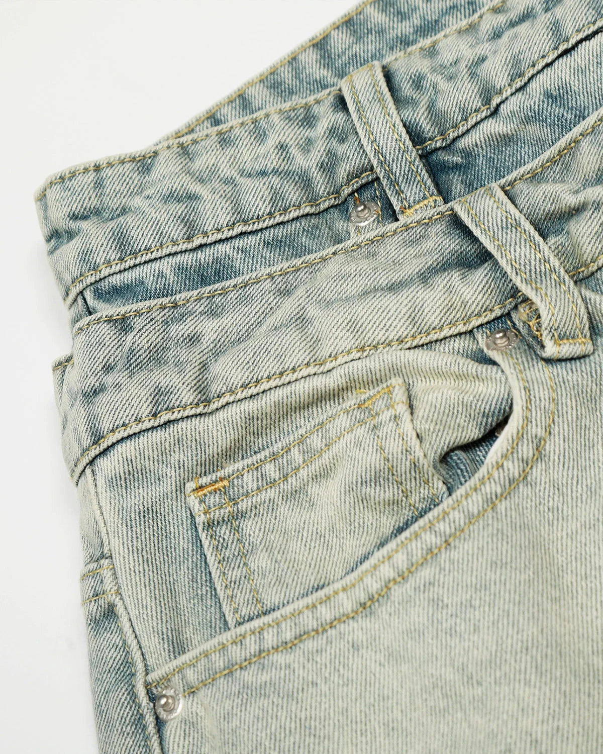 Double Waist Acid Washed Baggy Jeans | LCDEGO streetwear