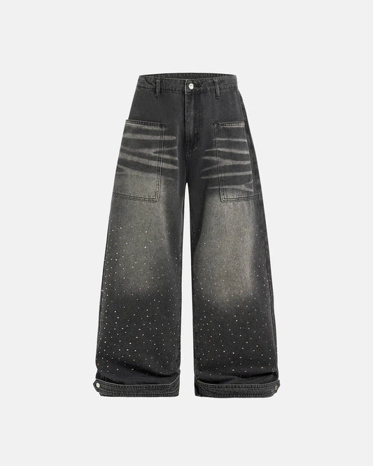 Colorful Rhinestone Wash Baggy Jeans | LCDEGO Streetwear