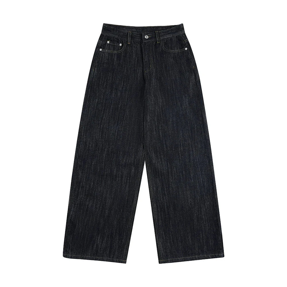Embroidered Raw Baggy Jeans | LCDEGO Streetwear