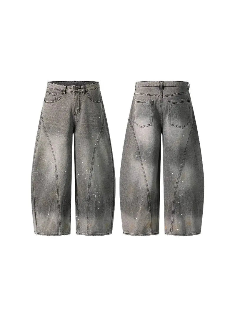 Ink splash Barrel Jeans | LCDEGO Streetwear