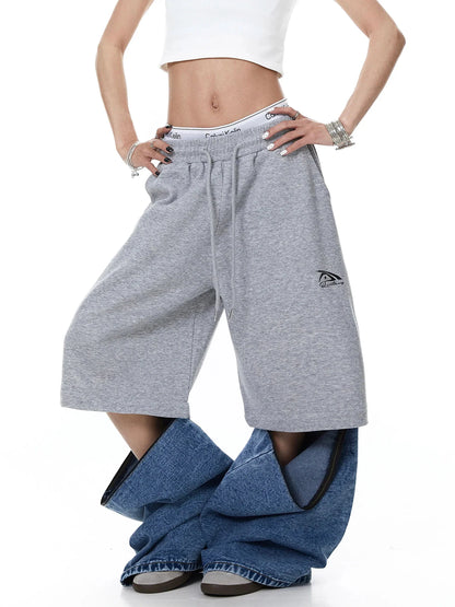 Denim Detachable Patchwork Barrel Joggers | LCDEGO Streetwear