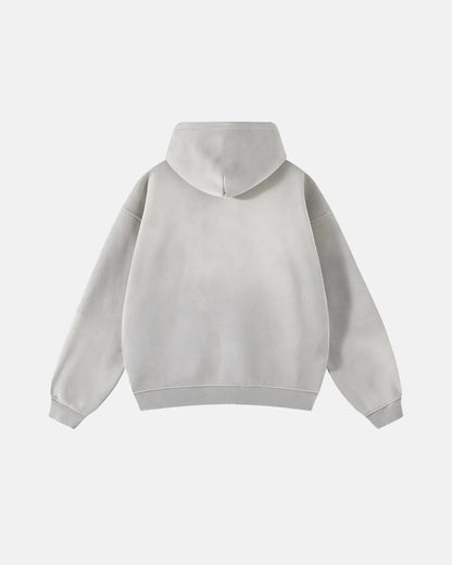 Grey Distressed Acid Wash Zip Up Hoodies | LCDEGO Streetwear