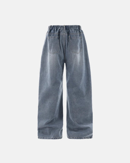 Acid Wash Detachable Bandana Baggy Jeans | LCDEGO Streetwear