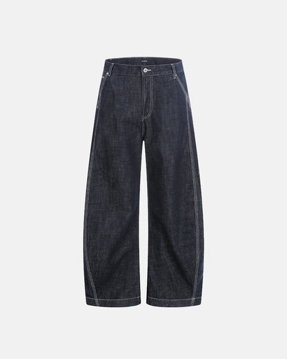 Raw Blue Wide Leg Denim Jeans | LCDEGO Streetwear