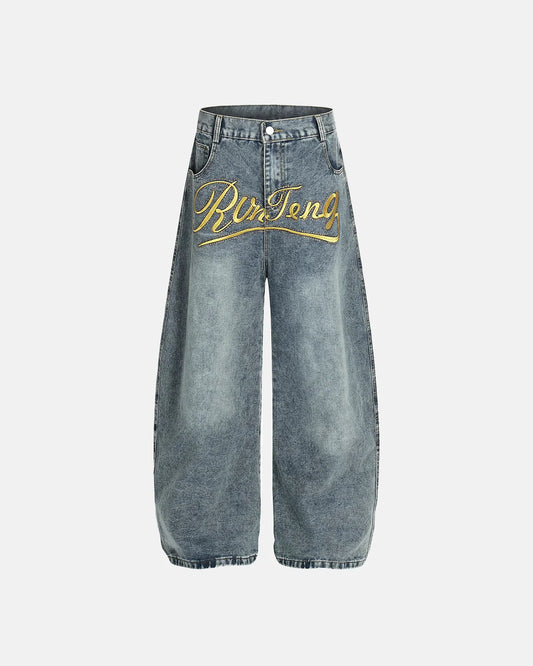 Rivets Embroidered Baggy Jeans | LCDEGO Streetwear