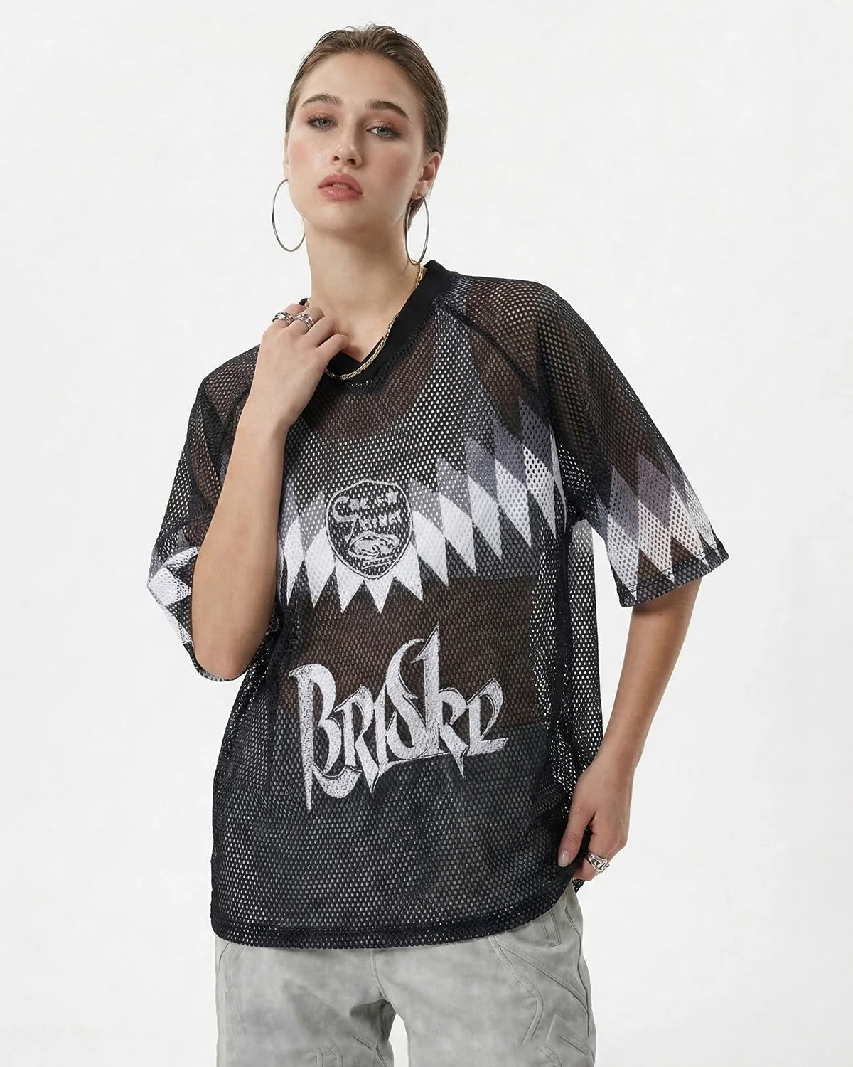 Graphic Mesh Oversized Jersey | LCDEGO Streetwear