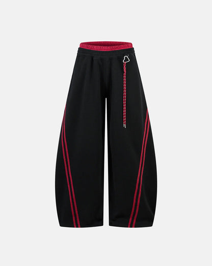 Grey Striped Baggy Sweatpants | LCDEGO Streetwear
