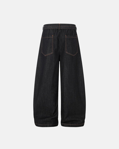 Contrast Stitch Raw Barrel Jeans | LCDEGO Streetwear