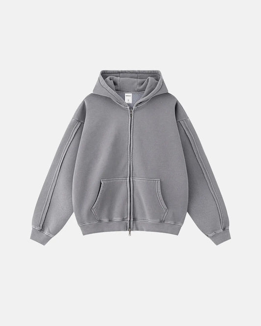 Acid Wash Double Zip Up Hoodies | LCDEGO Streetwear