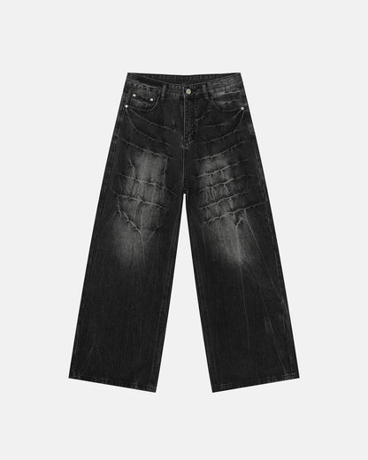 Barbed Distressed Baggy Jeans | LCDEGO Streetwear
