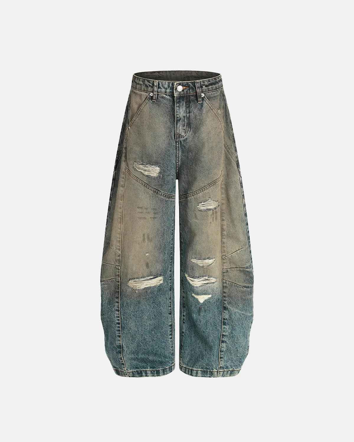 Dirty Ripped Barrel Jeans | LCDEGO Streetwear