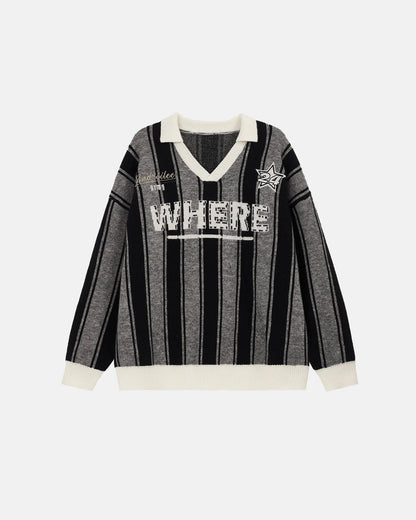 Retro Striped Jacquard Sweaters | LCDEGO Streetwear