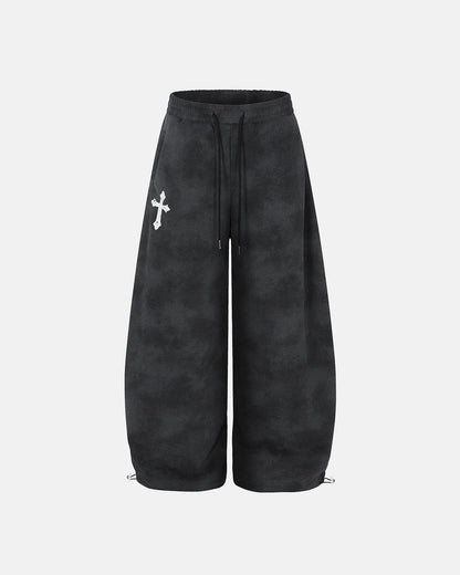 Washed Cross Barrel Sweatpants | LCDEGO Streetwear