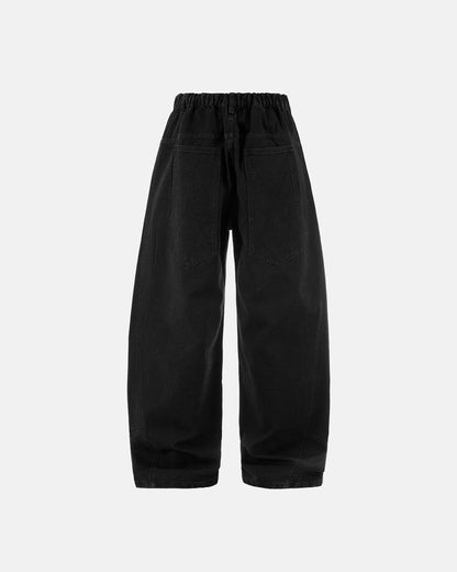 Acid Washed Black Barrel Jeans | LCDEGO Streetwear