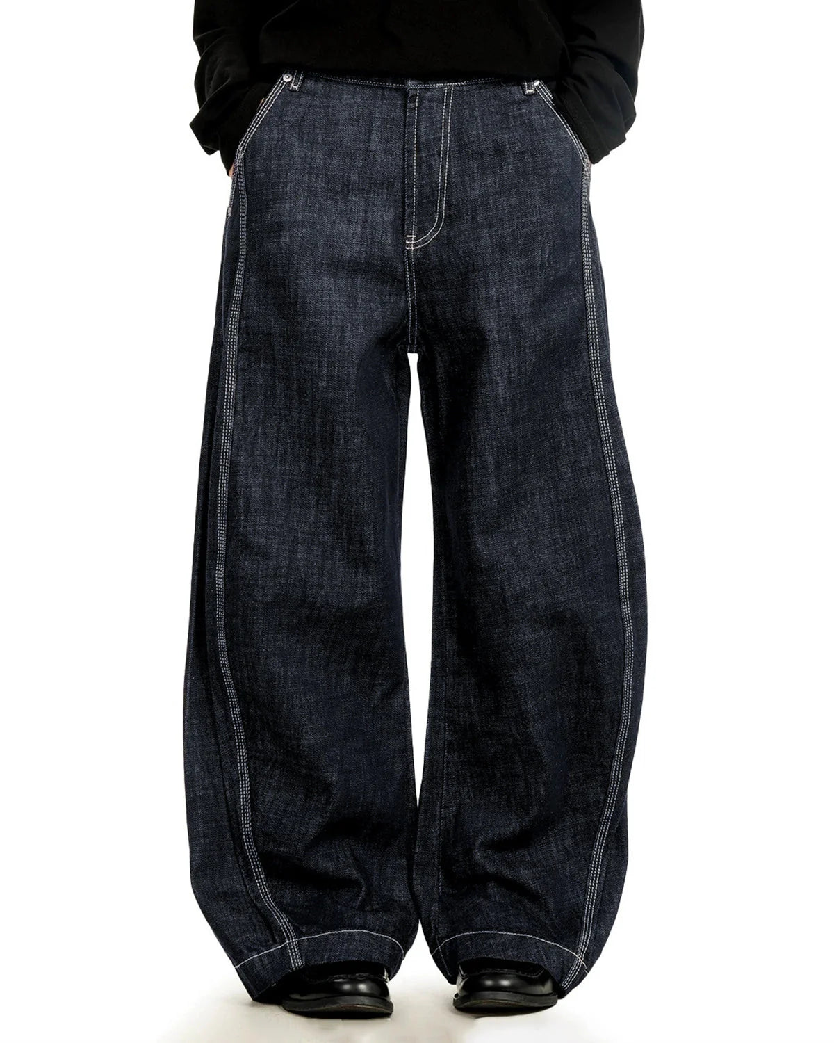 Raw Blue Wide Leg Denim Jeans | LCDEGO Streetwear