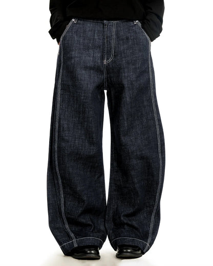 Raw Blue Wide Leg Denim Jeans | LCDEGO Streetwear