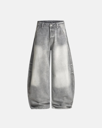 Blue Acid Wash Barrel Jeans | LCDEGO Streetwear