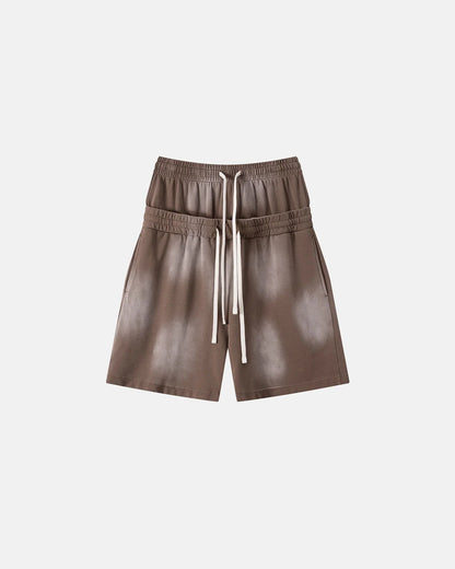 Double Waist Monkey Wash Sweat Shorts | LCDEGO Streetwear