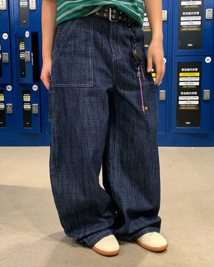Dark Indigo Baggy Barrel Jeans | LCDEGO Streetwear