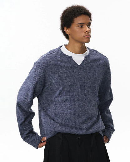 V-neck Long Sleeve Waffle Tees | LCDEGO Streetwear