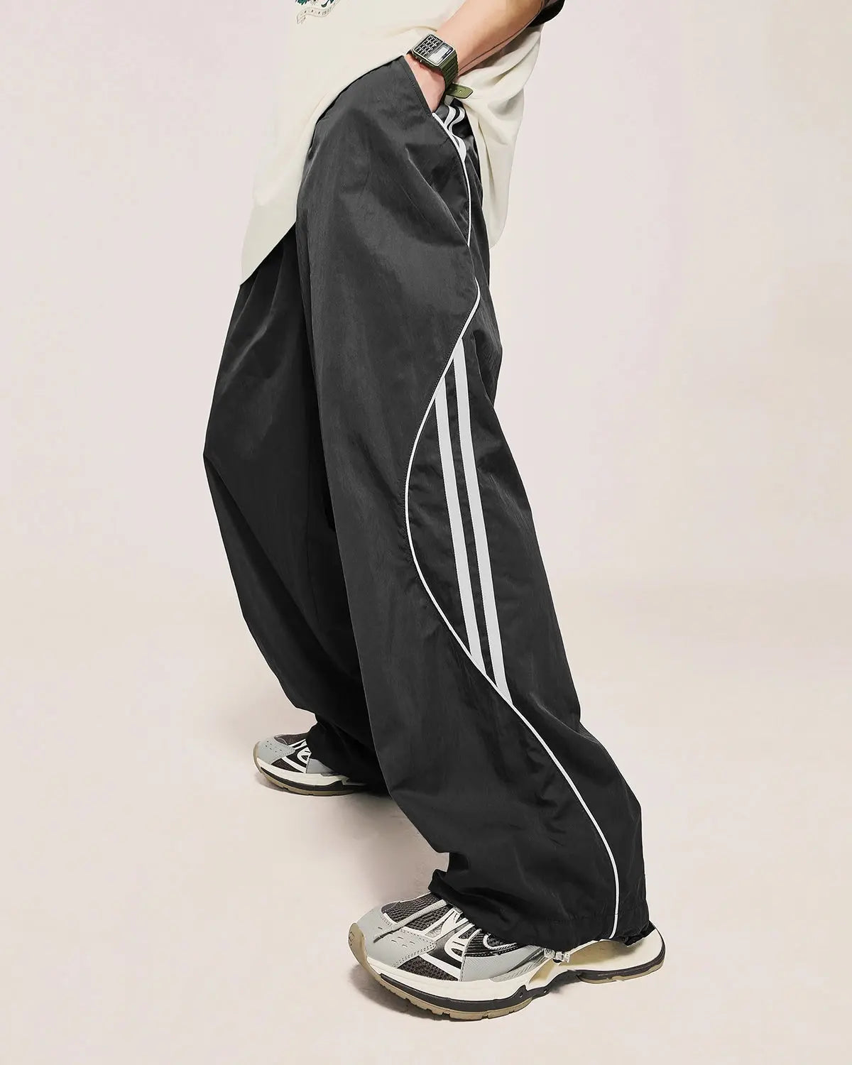 Side Striped Wide Leg Track Pant | LCDEGO Streetwear