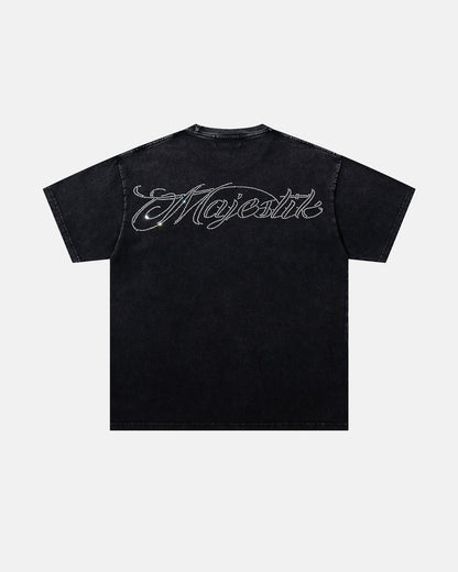 streetwear graphic tee with rhinestone design