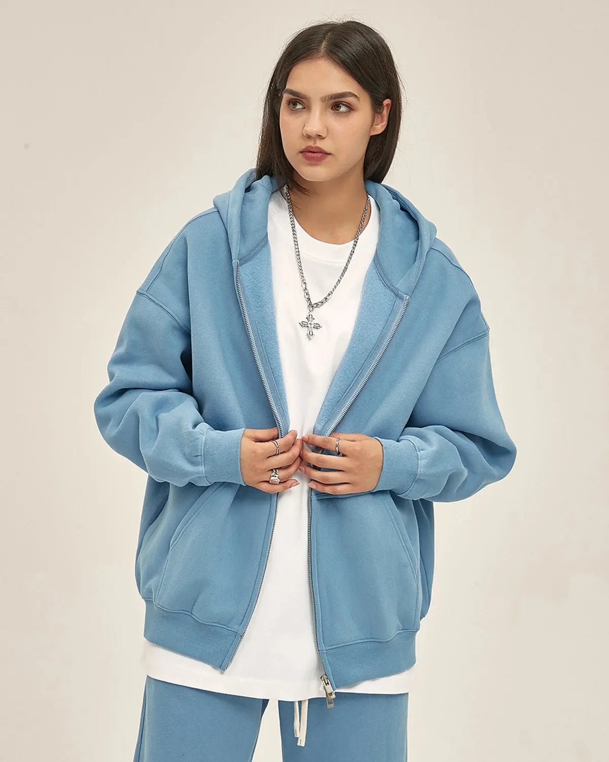 Fleece Double Zip Up Hoodies | LCDEGO Streetwear