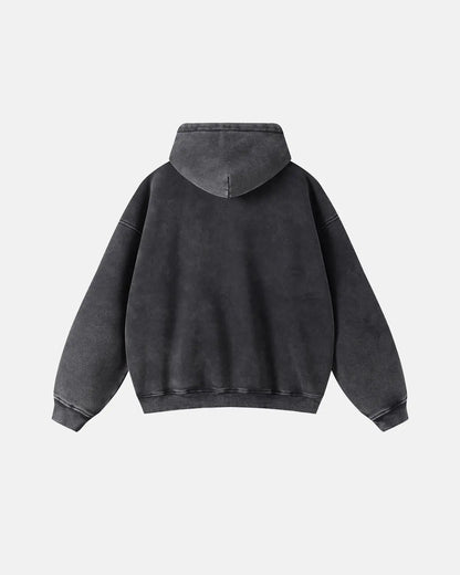 Acid Washed Distressed Fleece Zip Up Hoodies | LCDEGO Streetwear