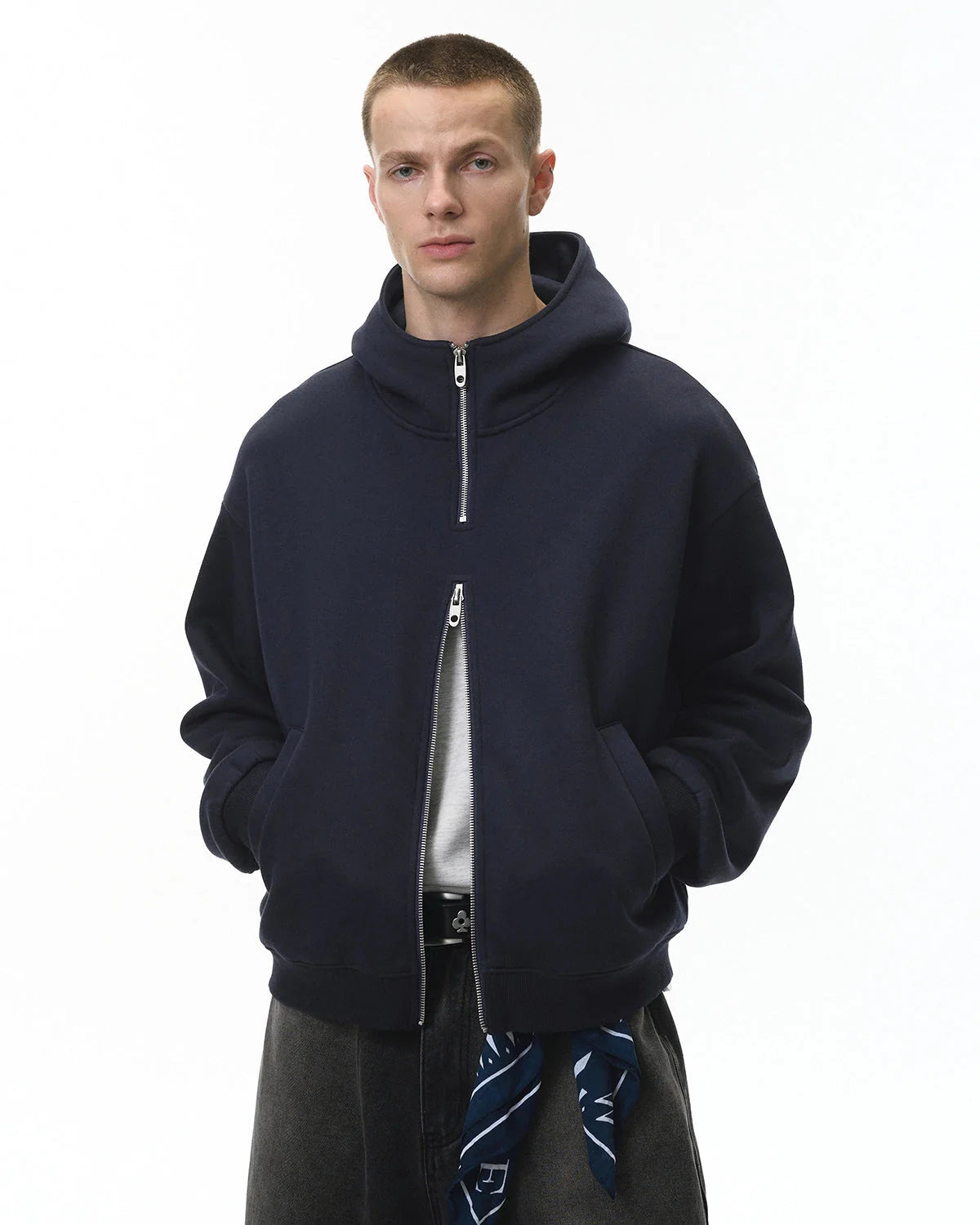 Mock Neck Double Zip Up Hoodies| LCDEGO Streetwear