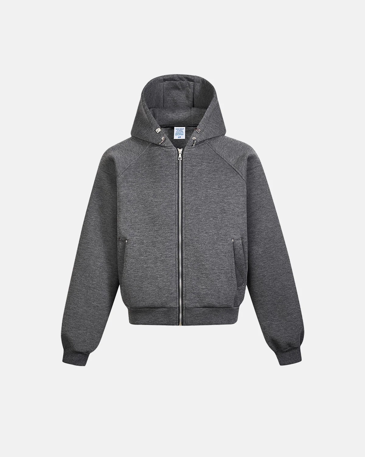 LCDEGO Grey Boxy Zip Up Hoodies