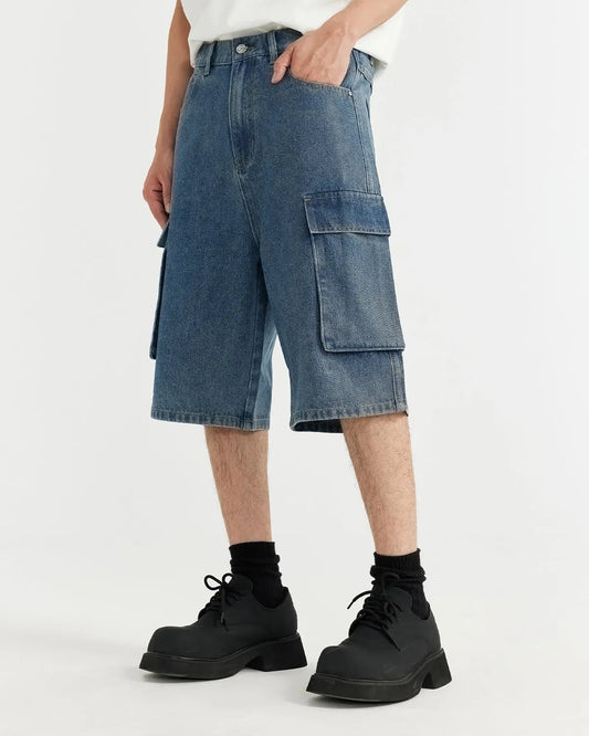 Blue Washed Cago Jorts | LCDEGO Streetwear
