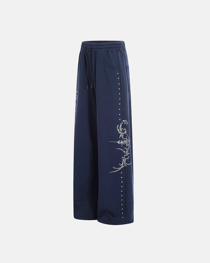Studded Print Straight-Leg Sweatpants | LCDEGO Streetwear