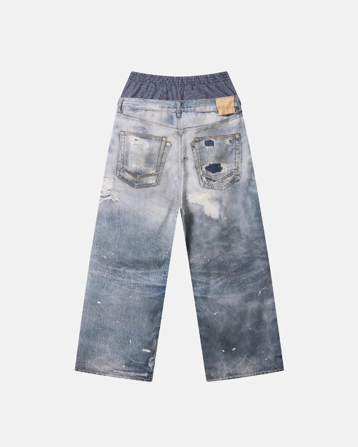 Layered Digital Print Baggy Jeans | LCDEGO Streetwear