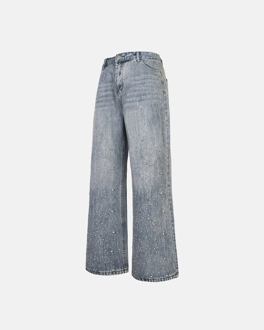 Studded Rhinestone Baggy Jeans | LCDEGO Streetwear