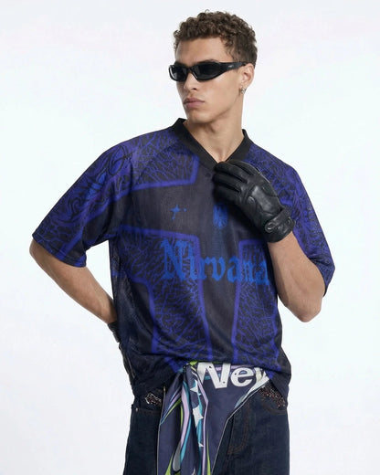 Tribal Pattern Mesh Jersey | LCDEGO Streetwear