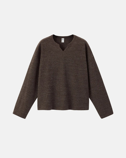 V-neck Long Sleeve Waffle Tees | LCDEGO Streetwear
