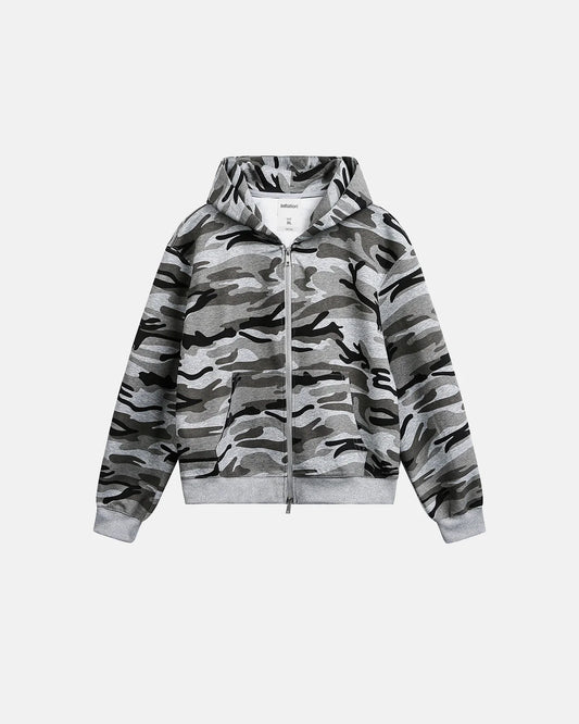 Cropped Camouflage Zip Up Hoodie | LCDEGO Streetwear