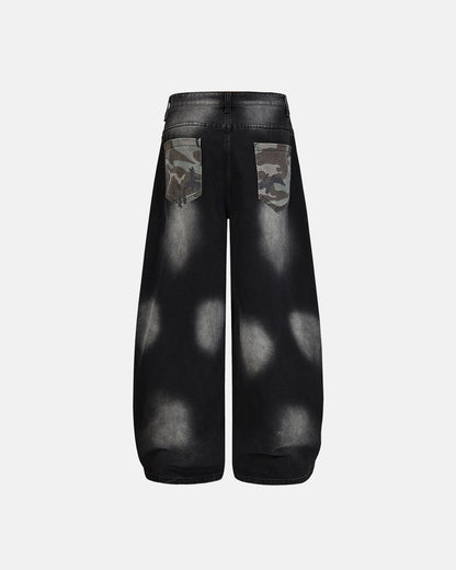 Spray Graphic Camo Barrel Jeans | LCDEGO Streetwear