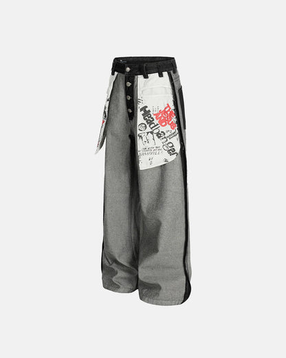 Distressed Reverse Design Baggy Jeans | LCDEGO Streetwear