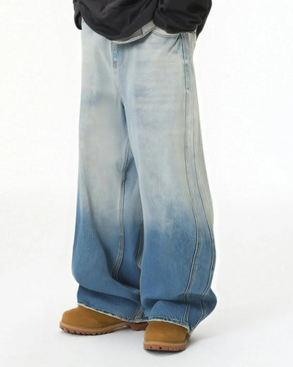 Gradient Color Acid Wash Baggy Jeans | LCDEGO Streetwear
