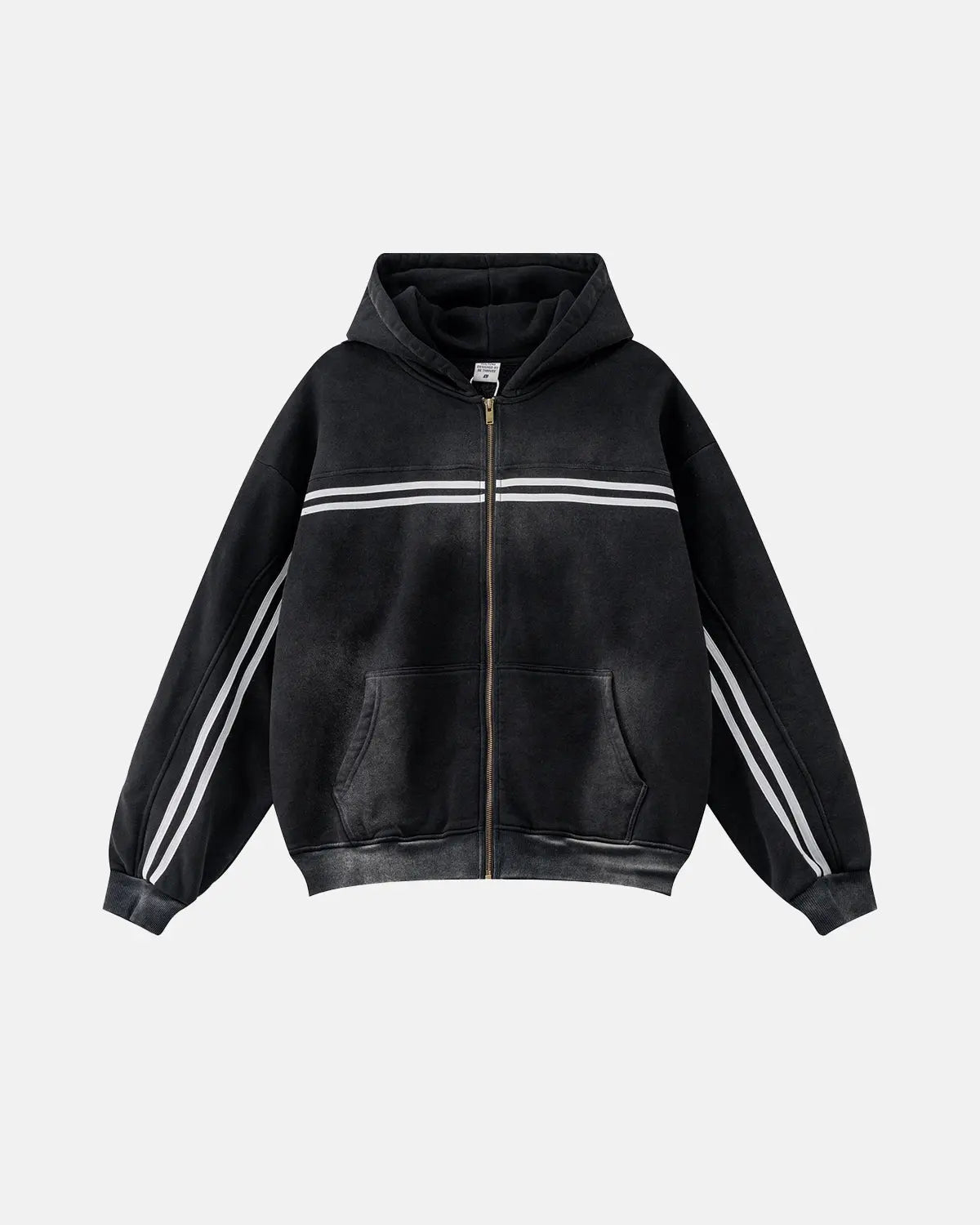 Striped Acid Wash Zip Up Hoodies | LCDEGO Streetwear