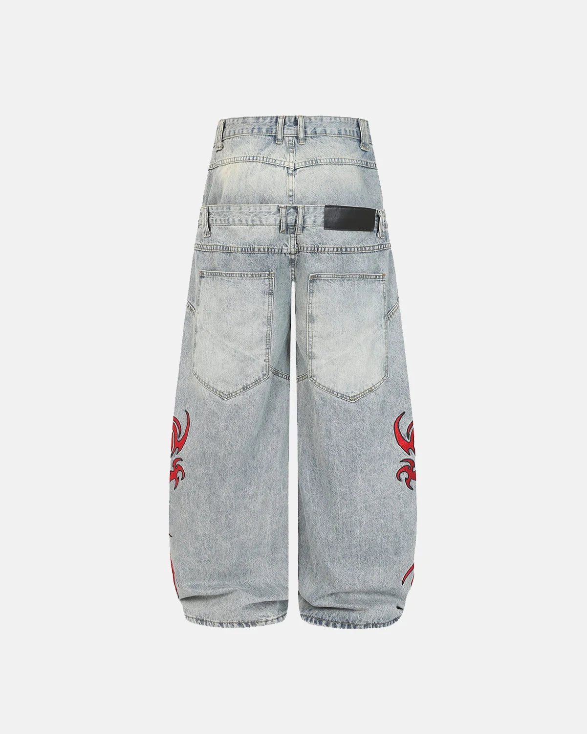 Double Waist Embroidered Baggy Jeans | LCDEGO Streetwear