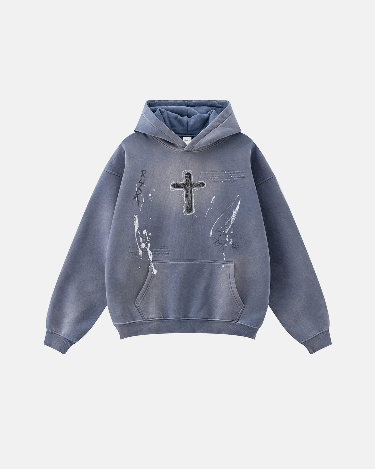 Graffiti Print Acid Washed Fleece Hoodies | LCDEGO Streetwear