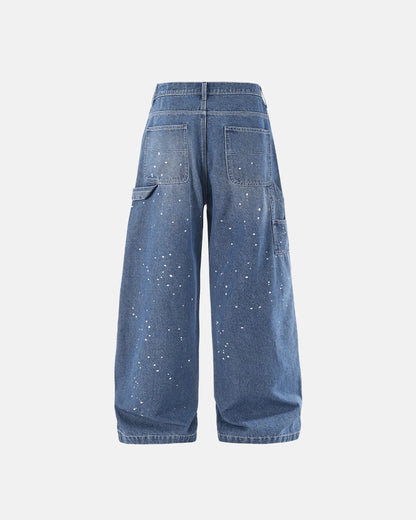 Splash Ink Print Straight Leg Denim Jeans | LCDEGO Streetwear
