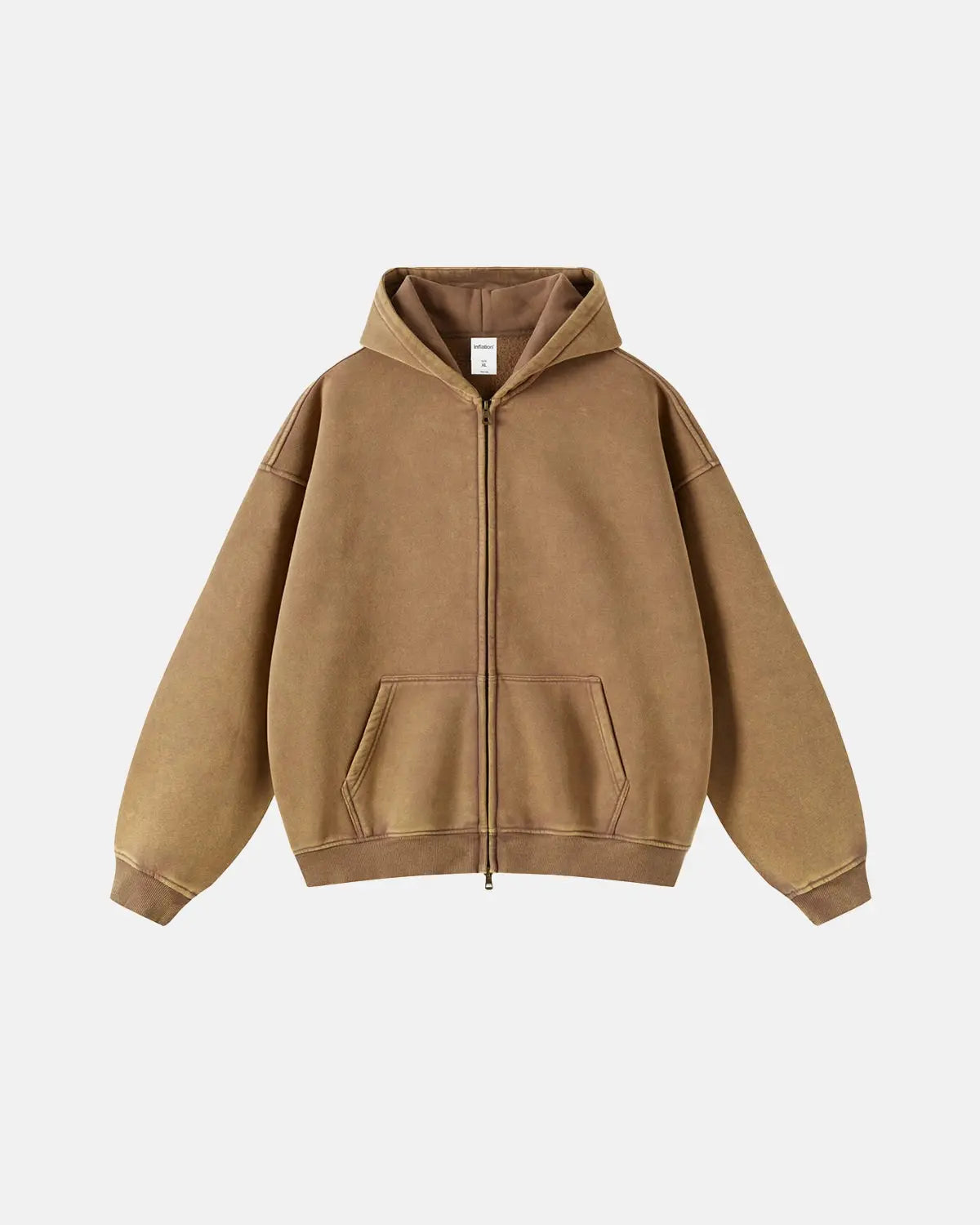 Grey Distressed Acid Wash Zip Up Hoodies | LCDEGO Streetwear