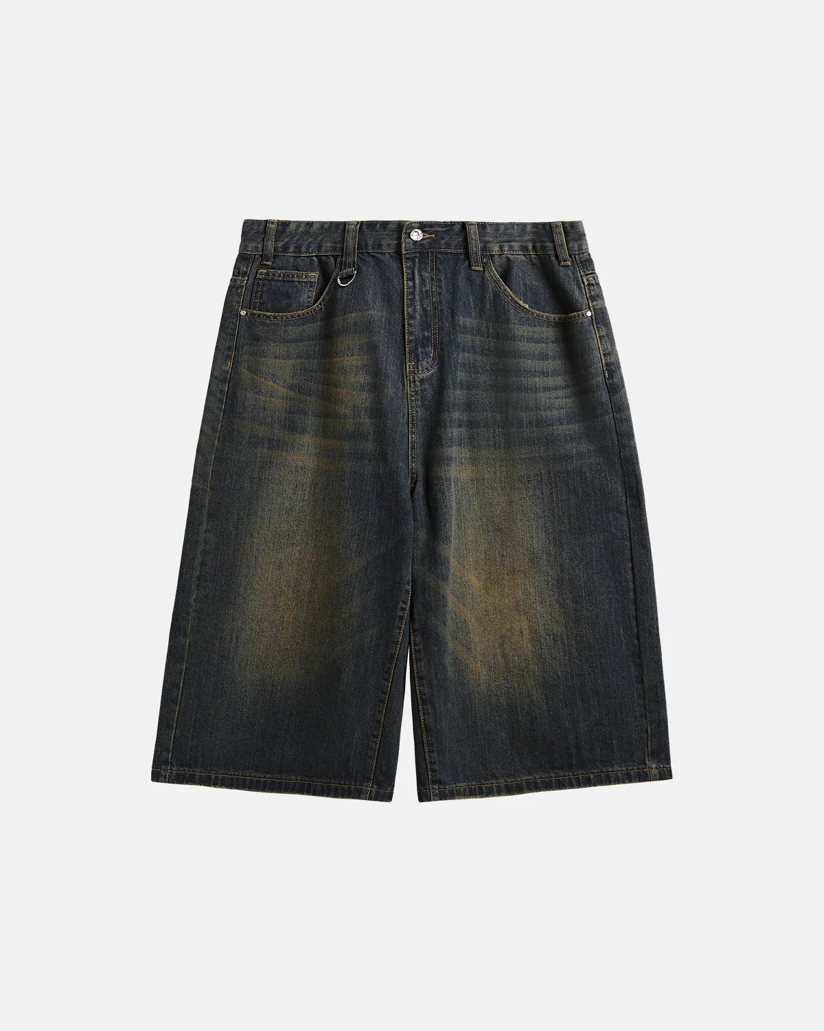 Acid Washed Longline Baggy Denim Jorts | LCDEGO Streetwear