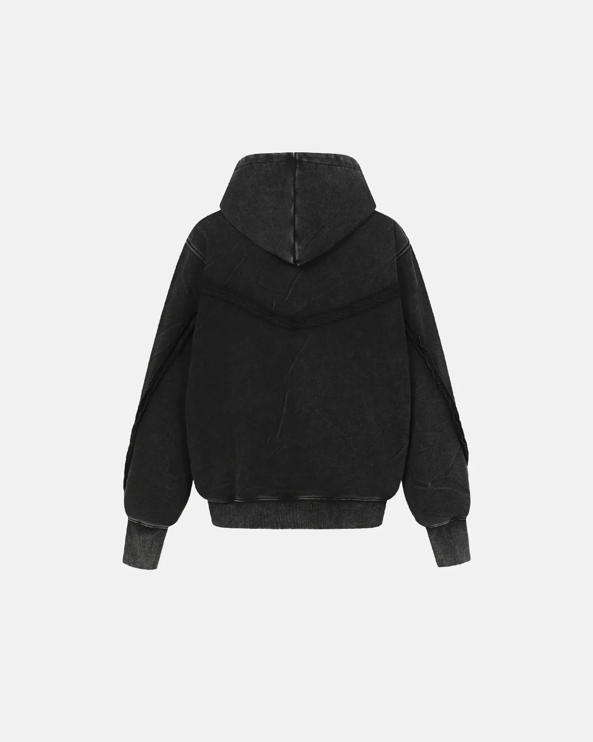 Diagonal Zipper Acid-Washed Hoodie | LCDEGO Streetwear